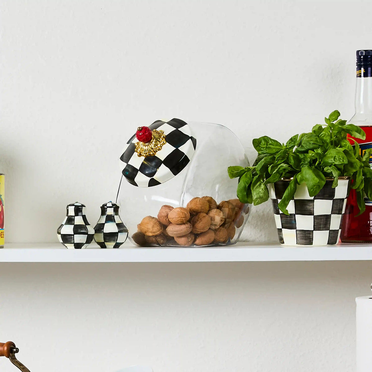 Cookie Jar with Mocha Check Lid