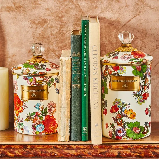 White Flower Market Large Canister