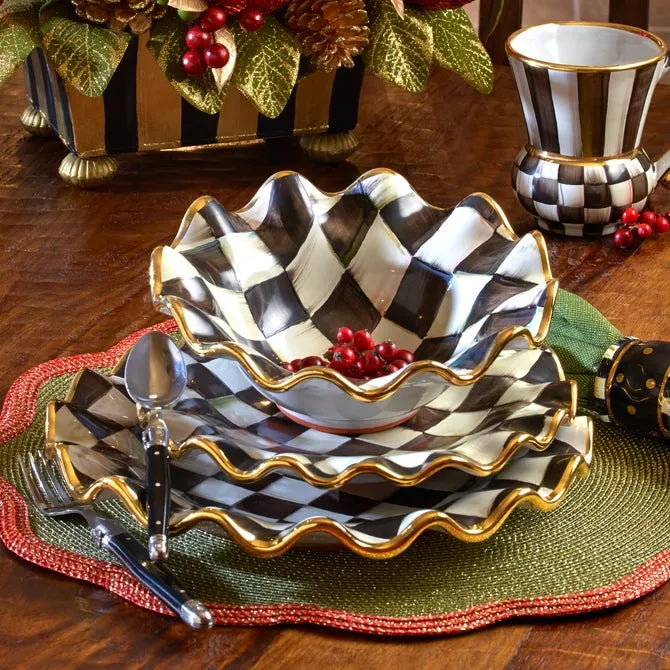 Courtly Check Ceramic Fluted Dessert Plate