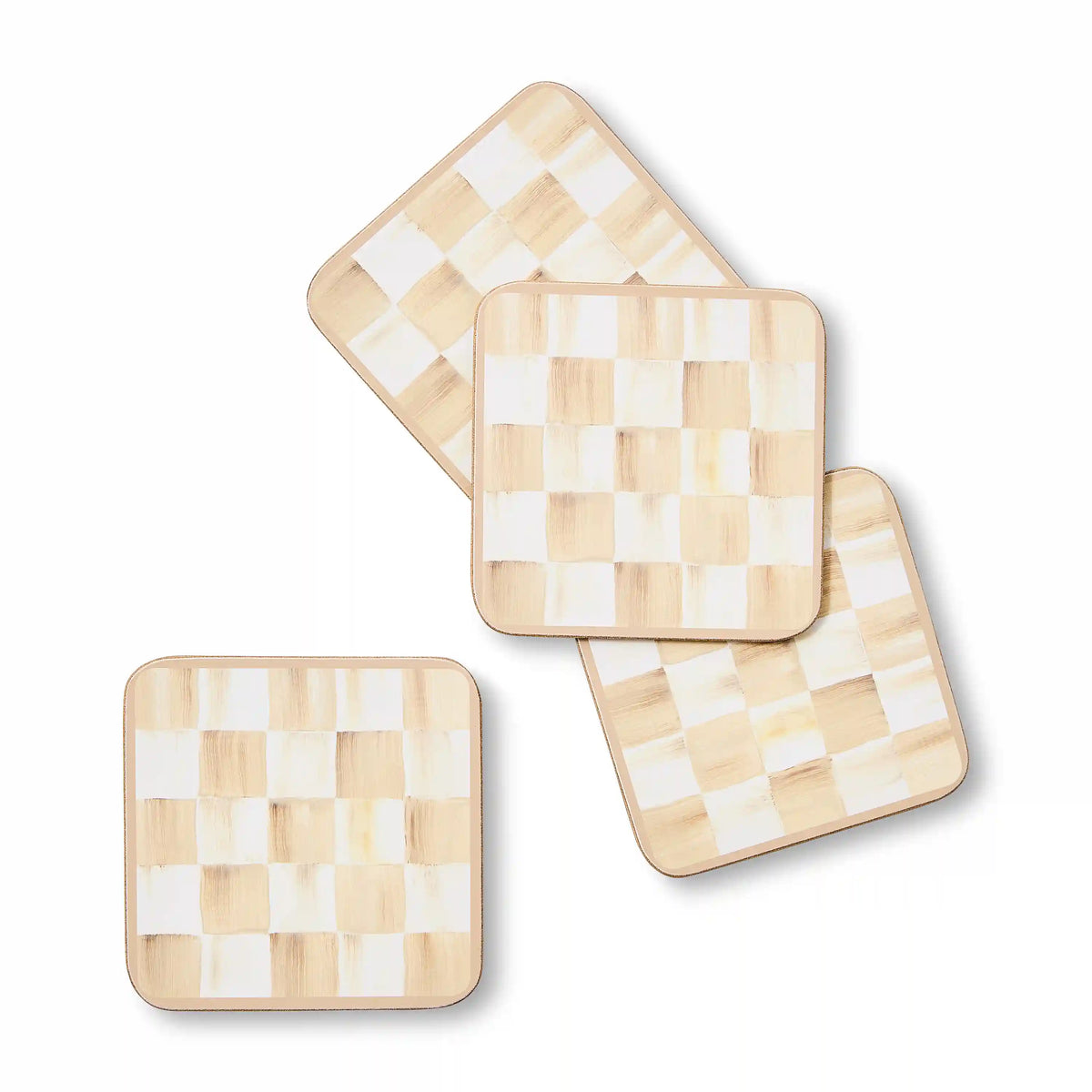 Courtly Checked Cork Back Coasters, Set of 4