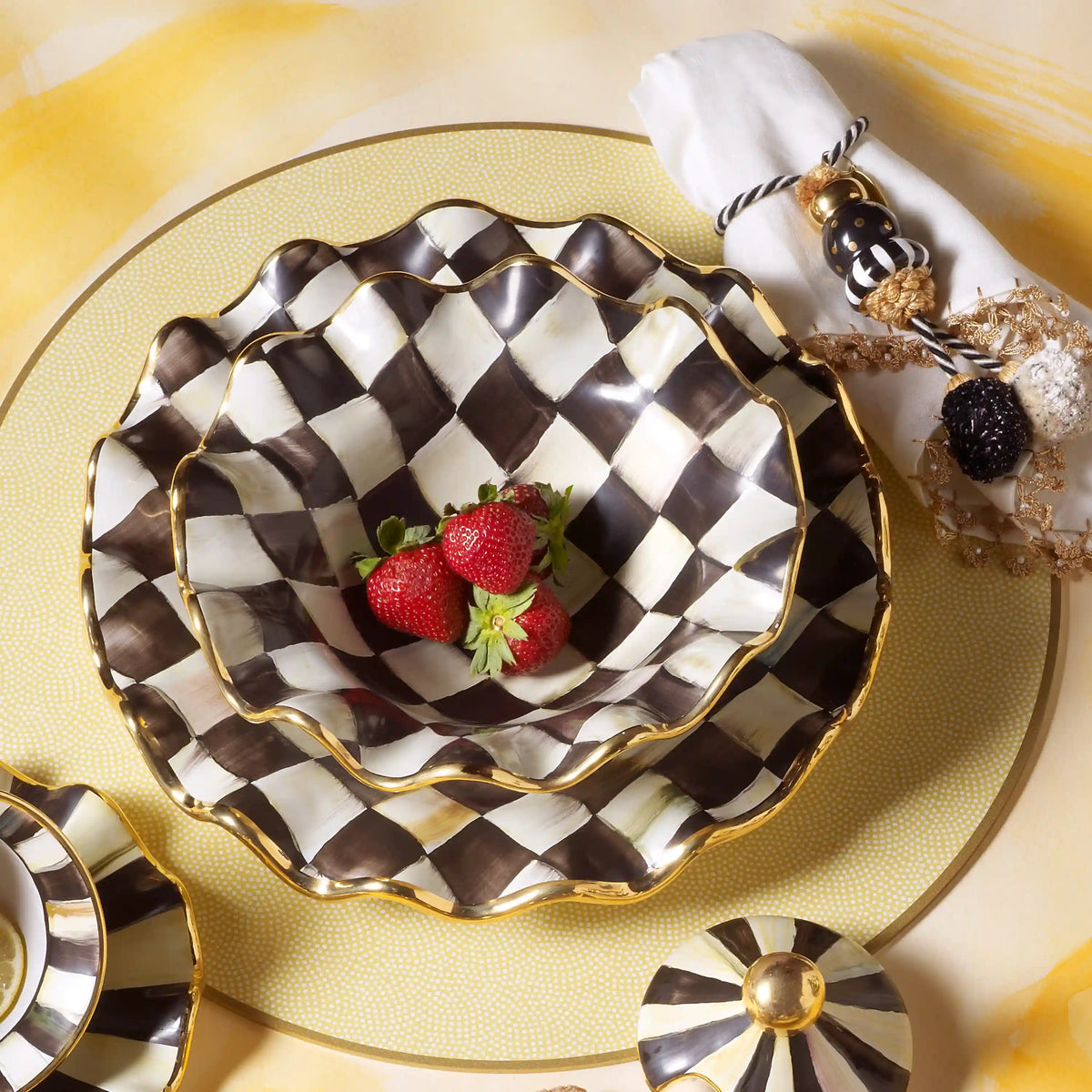 Courtly Check Ceramic Fluted Breakfast Bowl