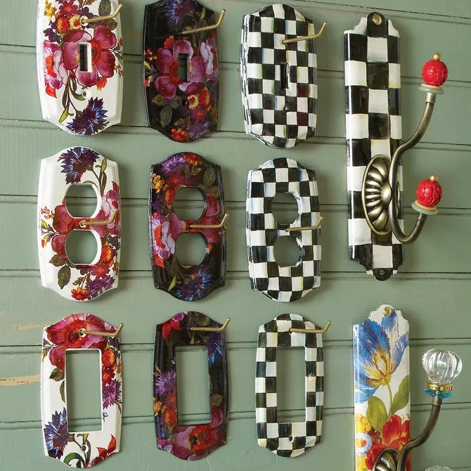 White Flower Market Enamel Switch Plate - Single Rocker