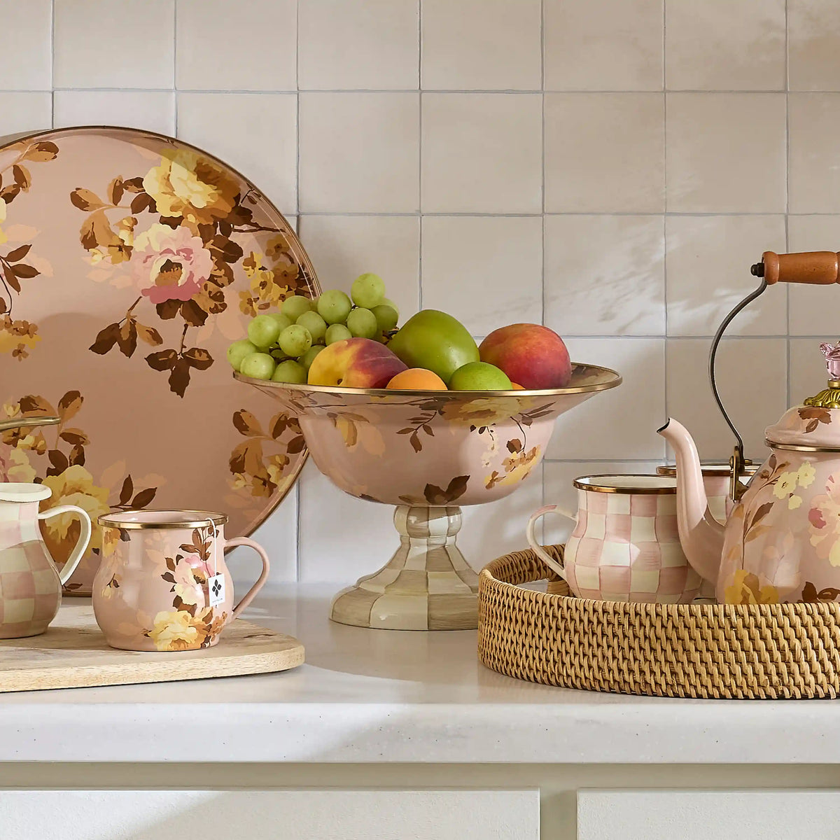 Wild Rose Slate Large Compote