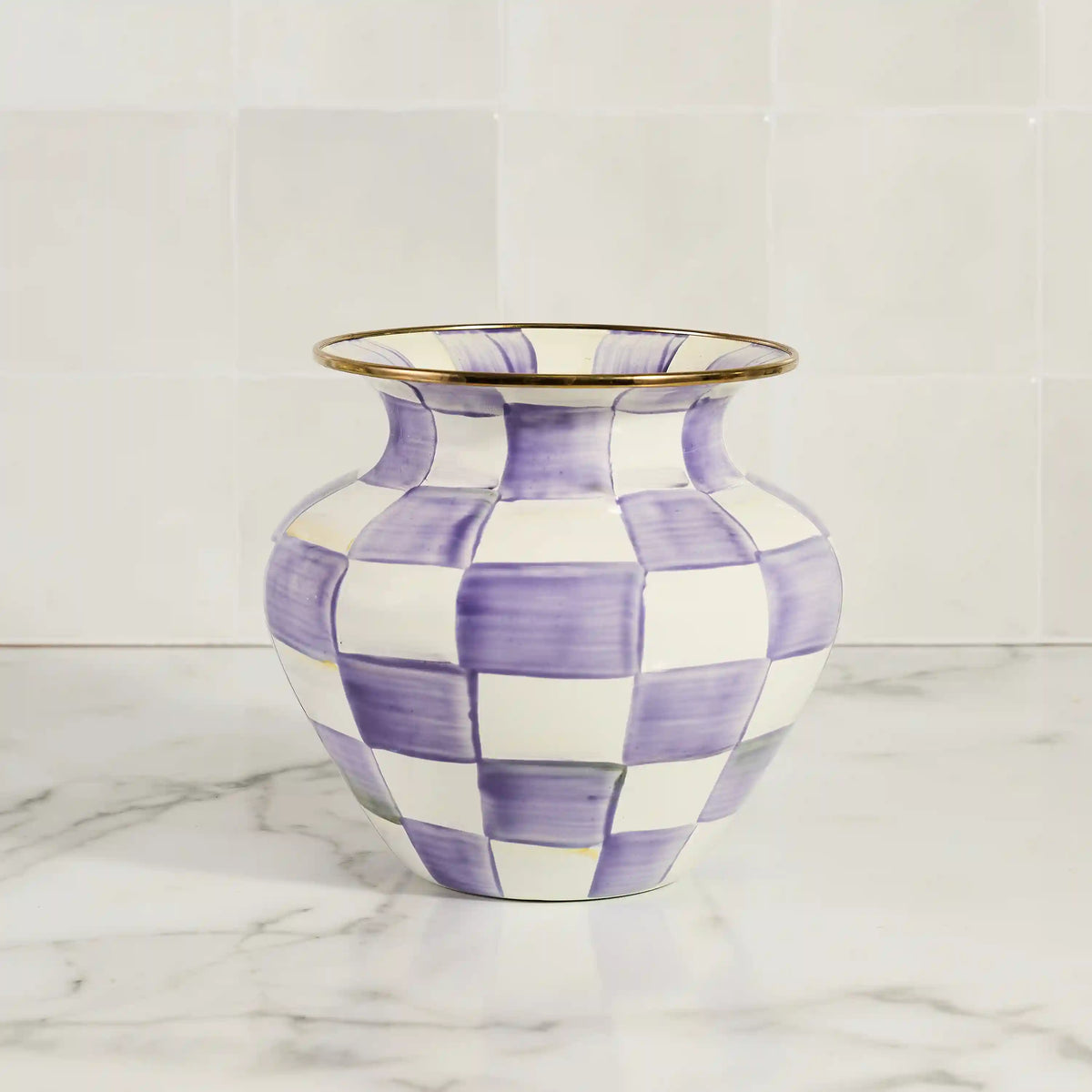 Violet Check Large Vase