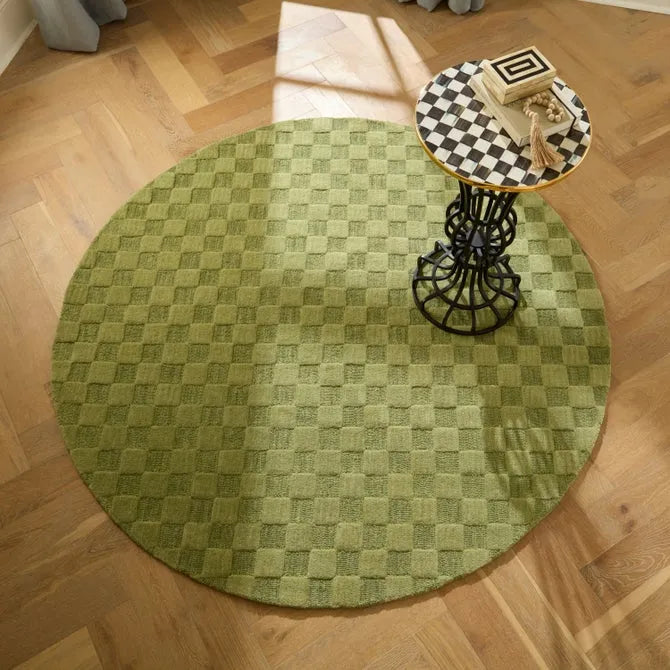 Moss Checkerboard 6' Round Rug