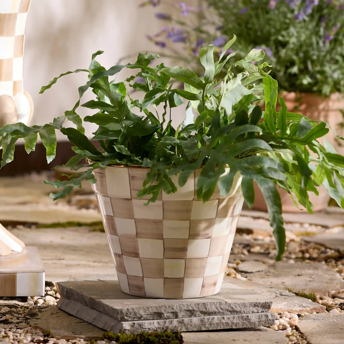 Mocha Check Extra Large Garden Pot