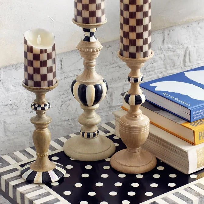 Courtly Pillar Candle Holders, Set of 3