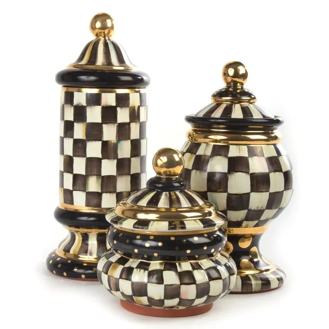 Courtly Check Ceramic Column Canister