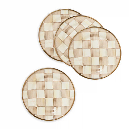 Emerald Check Appetizer Plates, Set of 4