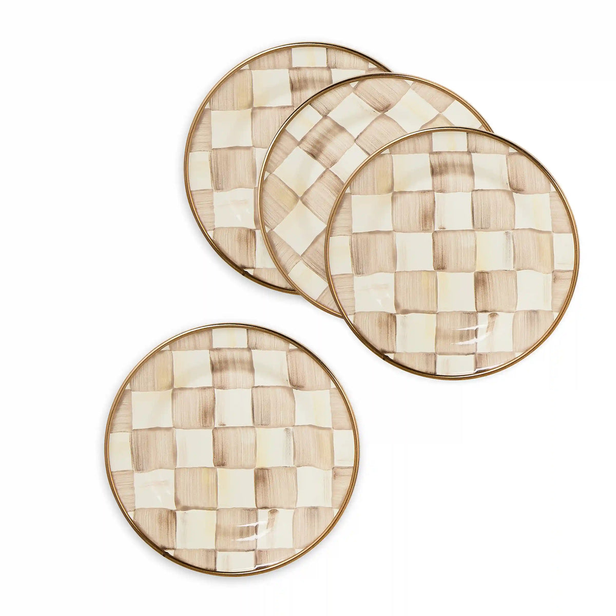 Sterling Check Appetizer Plates, Set of 4