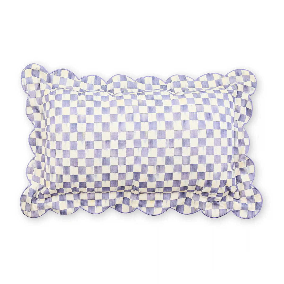 Mocha Check Reversible Scalloped Lumbar Throw Pillow