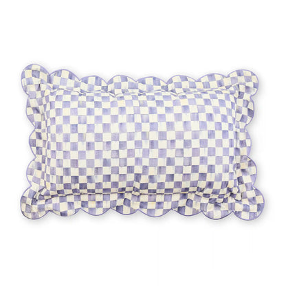 Mocha Check Reversible Scalloped Lumbar Throw Pillow