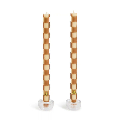 Check Black & Ivory Dinner Candles, Set of 2