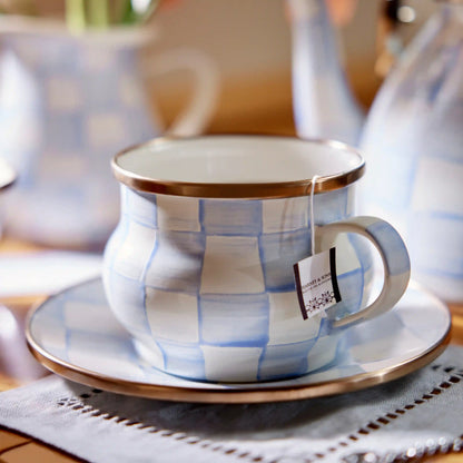 Violet Check Teacup