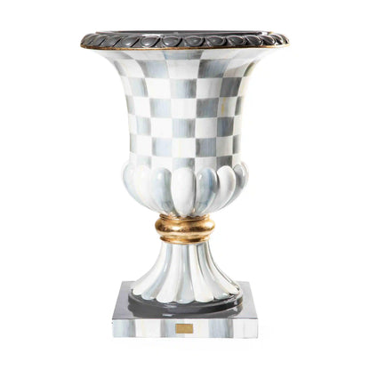Sterling Check Pedestal Urn