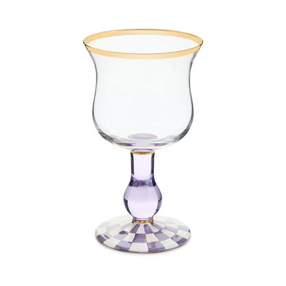 Violet Check Wine Glass