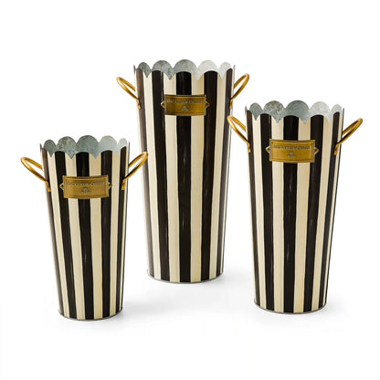 Courtly Stripe Flower Buckets, Set of 3