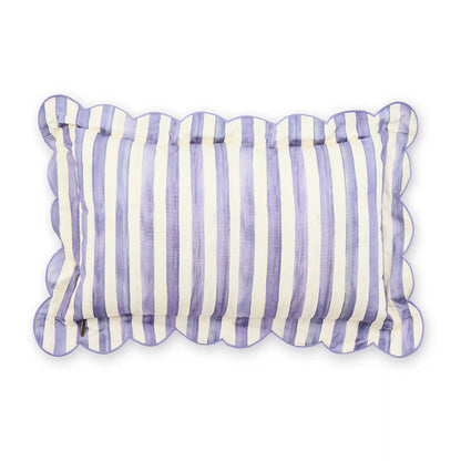 Mocha Check Reversible Scalloped Lumbar Throw Pillow