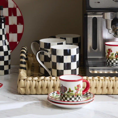 Mocha Check Porcelain Mug