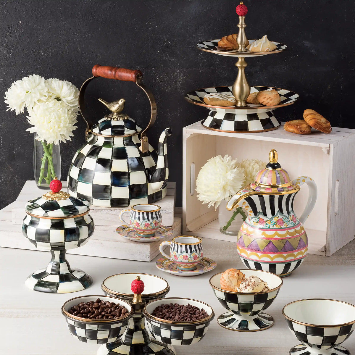 Violet Check Ice Cream Dish
