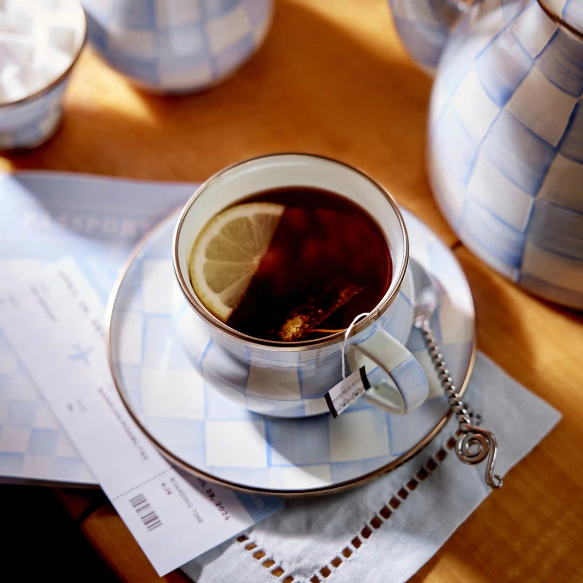 Violet Check Teacup