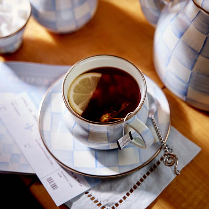 Mocha Check Teacup