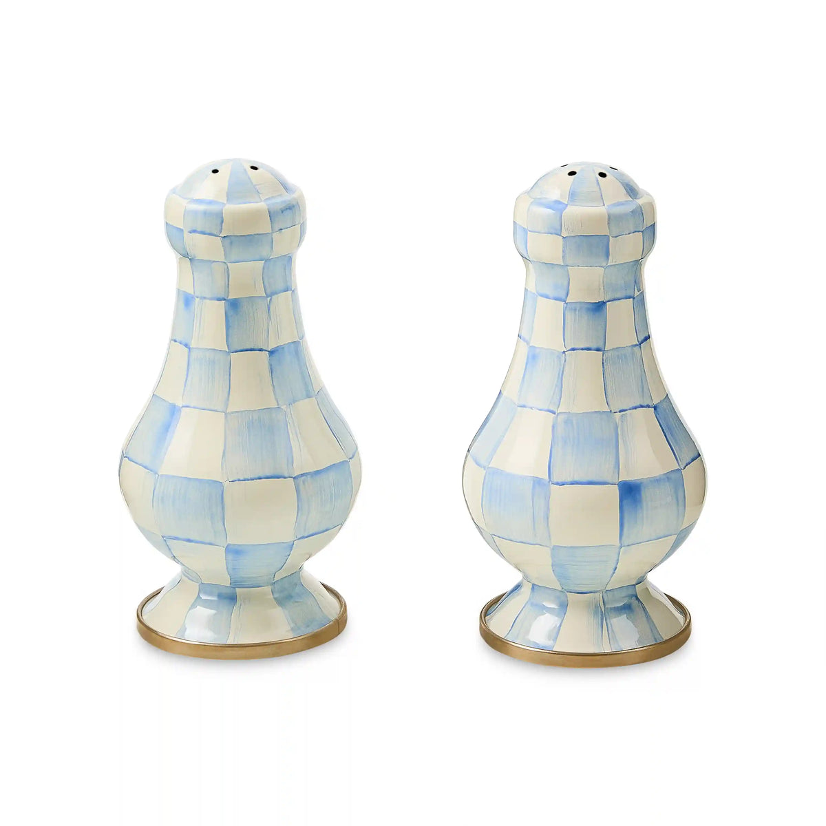 Emerald Check Large Salt & Pepper Shakers