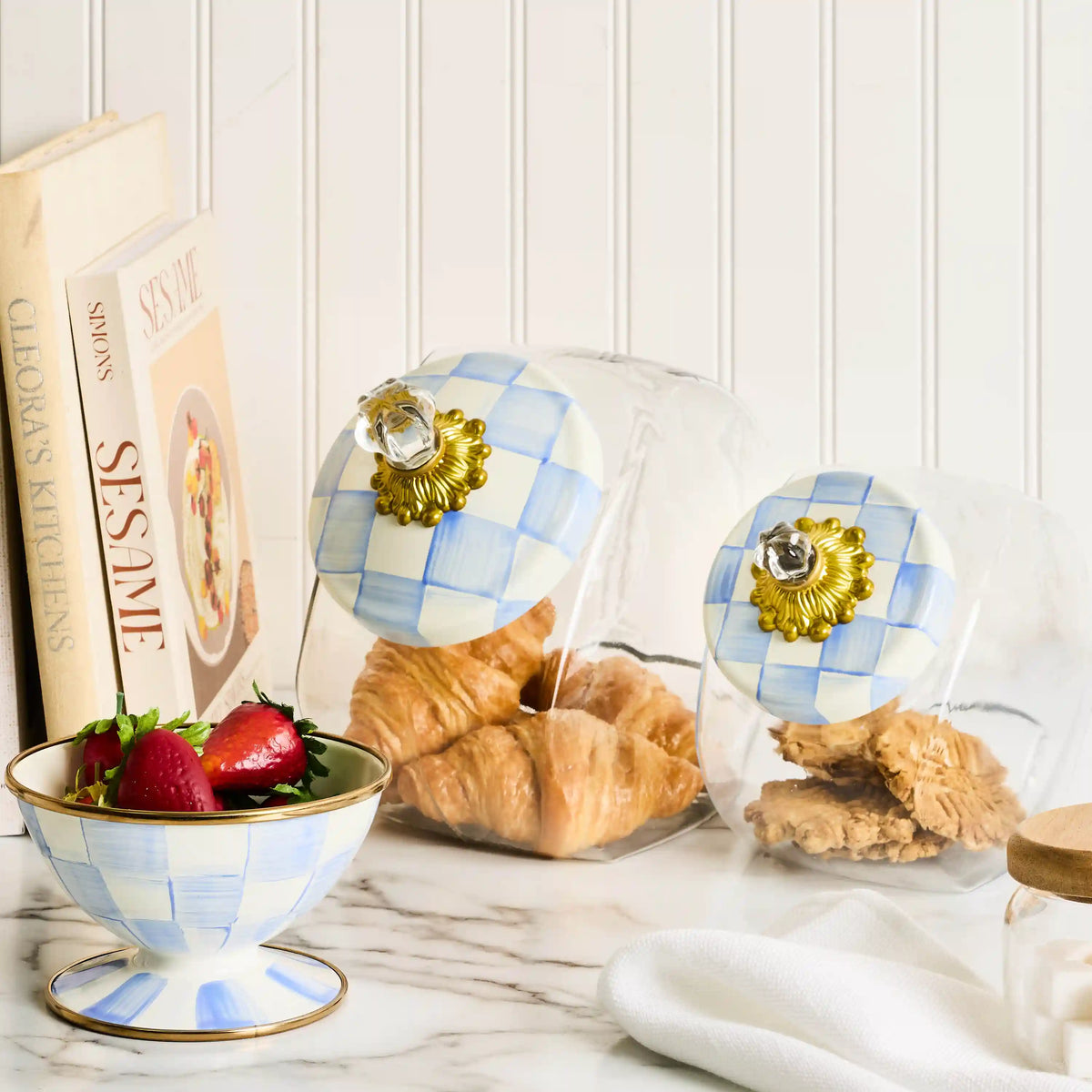 Cookie Jar with Sterling Check Lid