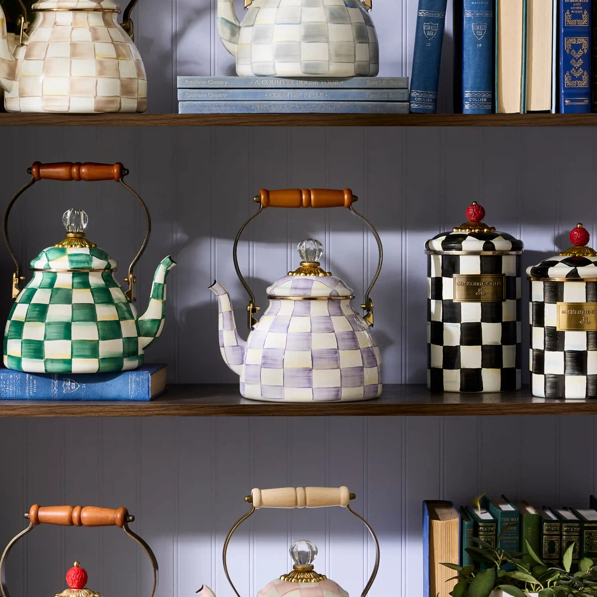 Mocha Check 3 Quart Tea Kettle