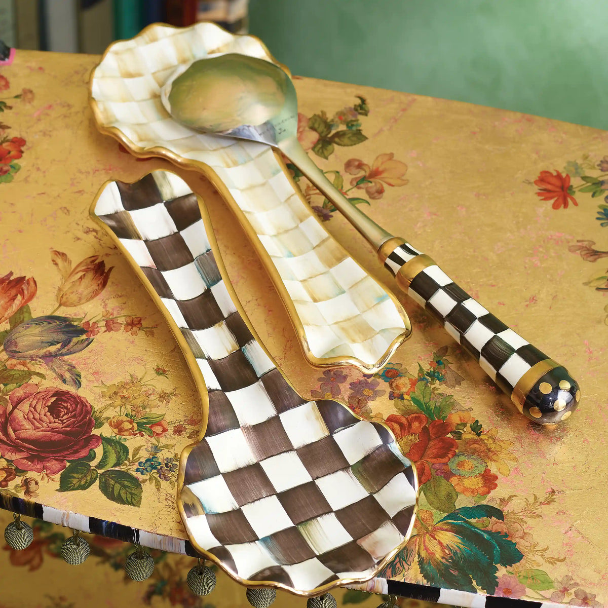 Sterling Check Ceramic Spoon Rest