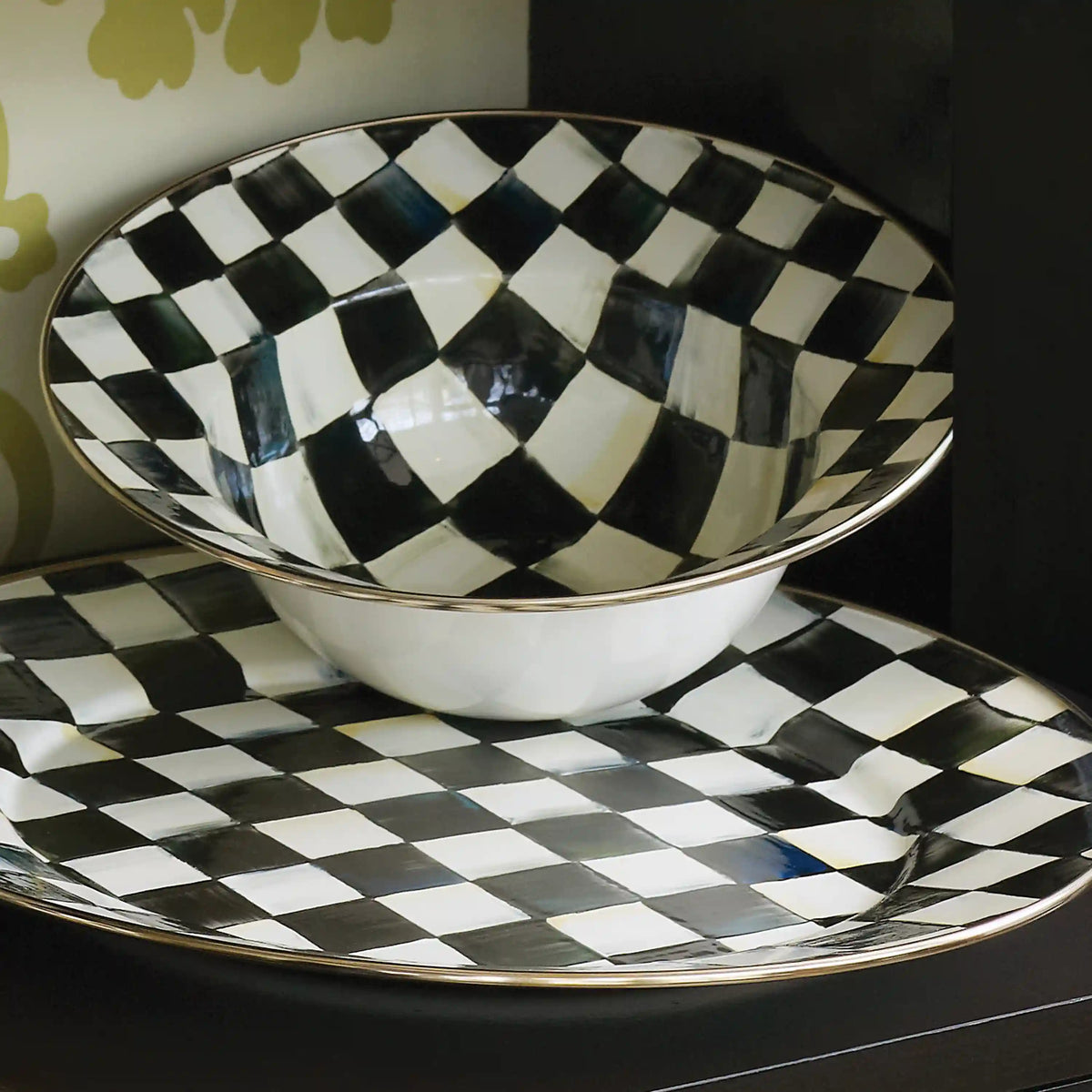 Mocha Check Serving Bowl