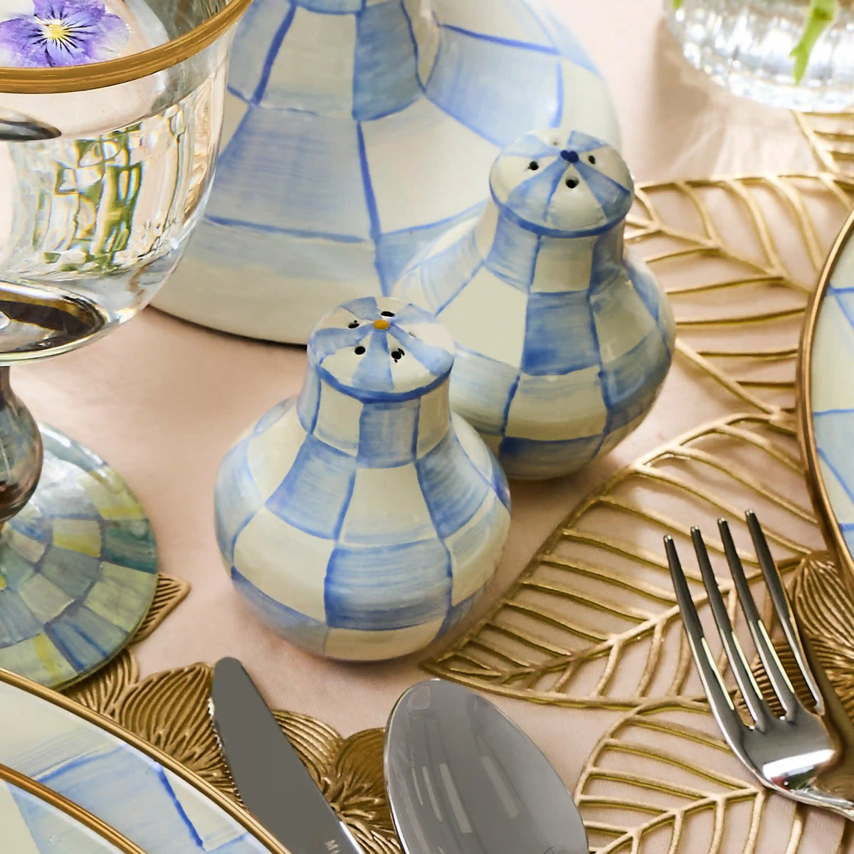 White Flower Market Large Salt & Pepper Shakers