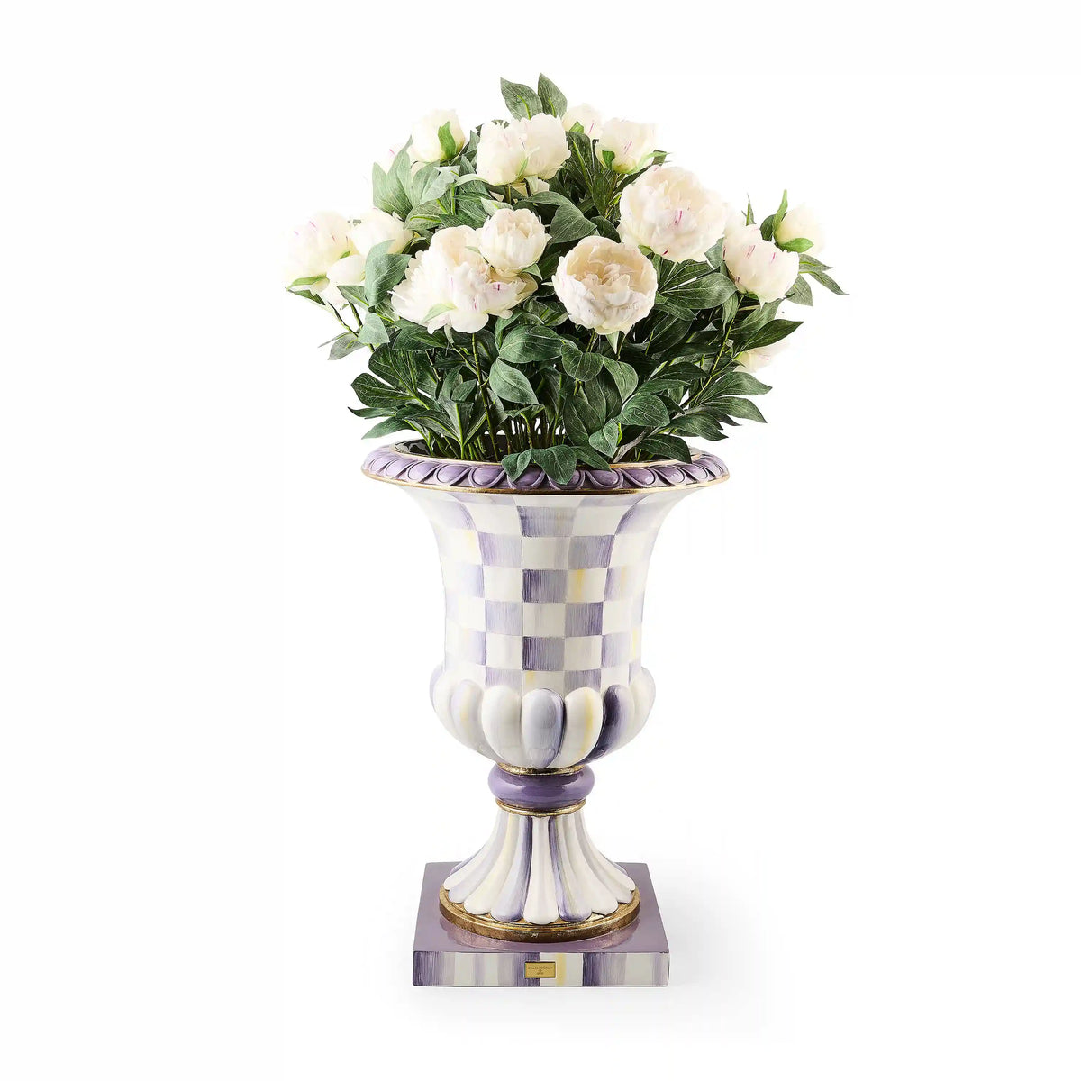 Mocha Check Pedestal Urn