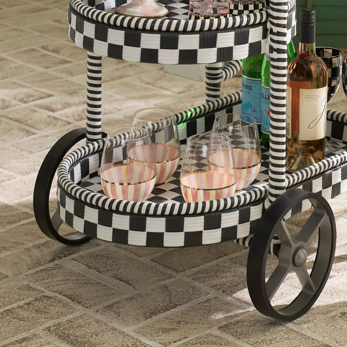 Rosy Stripe Stemless Wine Glass