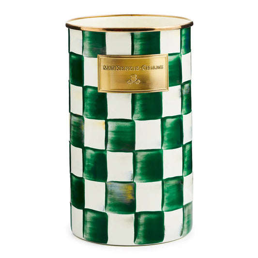 Mocha Check Utensil Holder