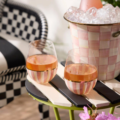 Violet Stripe Stemless Wine Glass