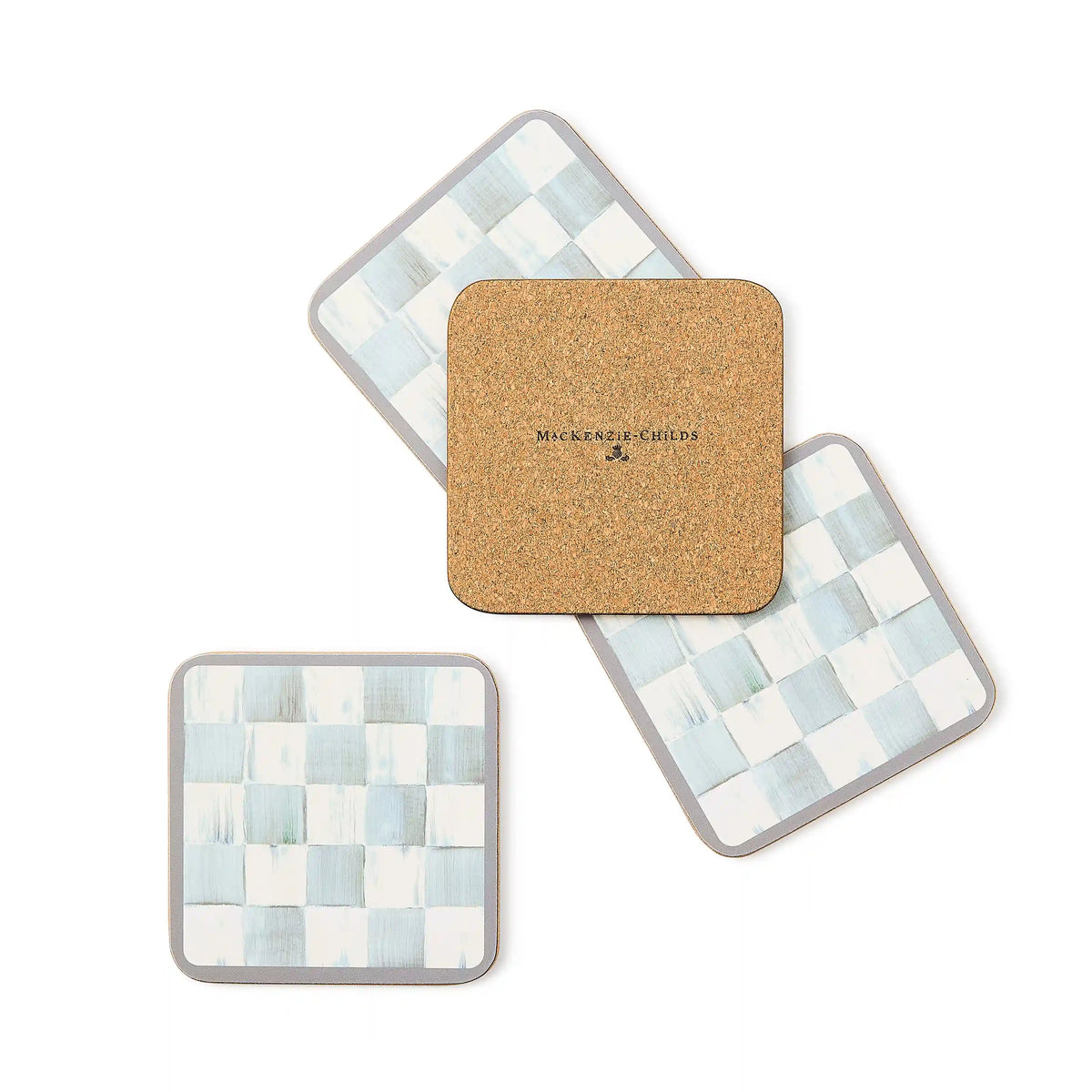 Courtly Checked Cork Back Coasters, Set of 4