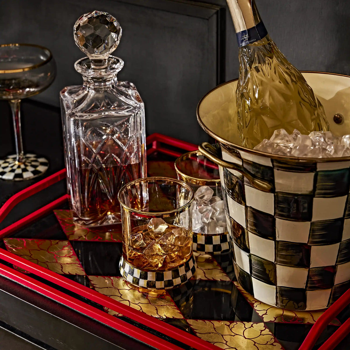 Mocha Check Wine Cooler