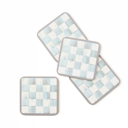 Mocha Check Cork Back Coasters, Set of 4
