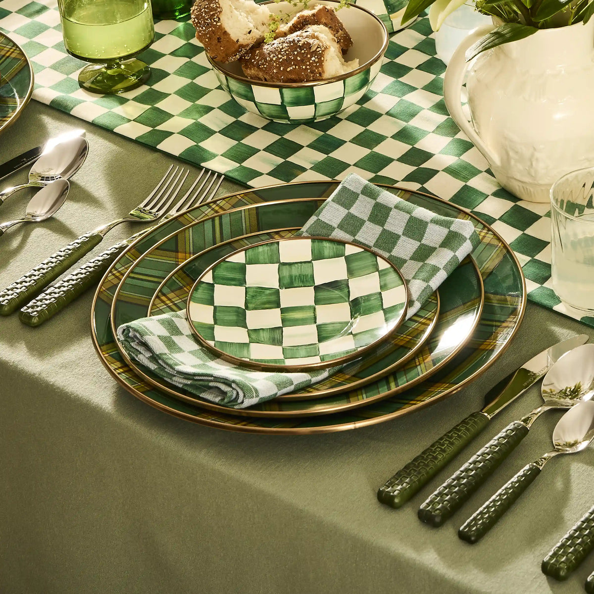 Sterling Check Appetizer Plates, Set of 4