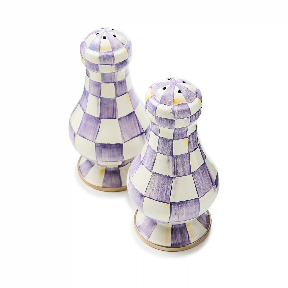 Mocha Check Large Salt & Pepper Shakers