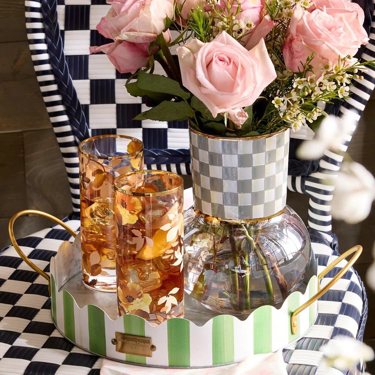 Courtly Stripe Serving Trays, Set of 2