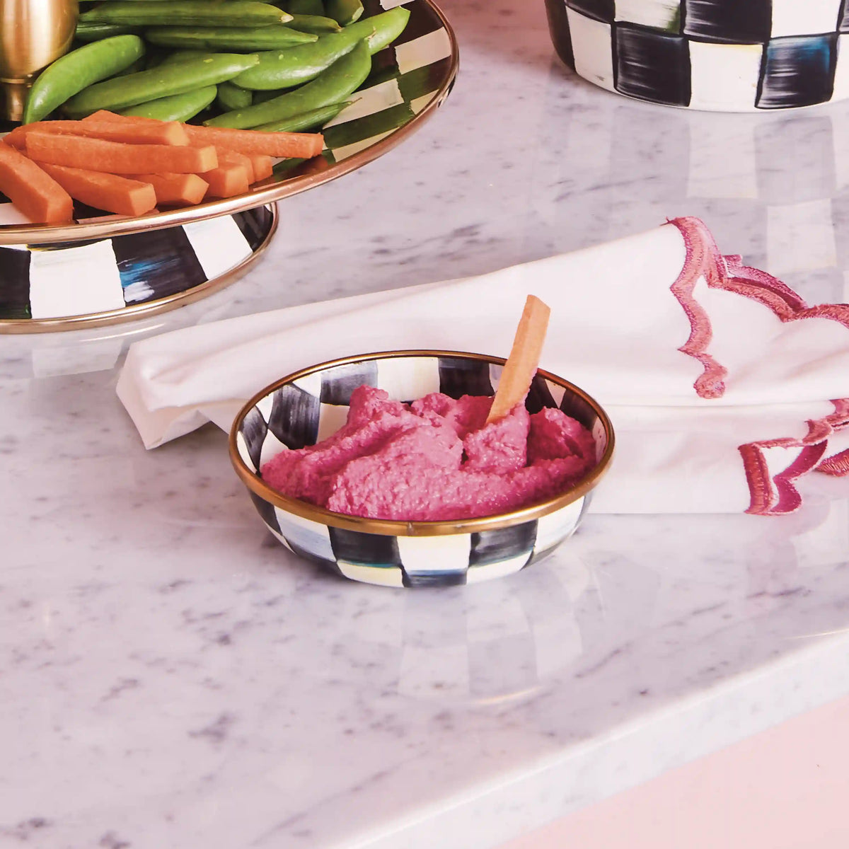 Violet Check Relish Dish