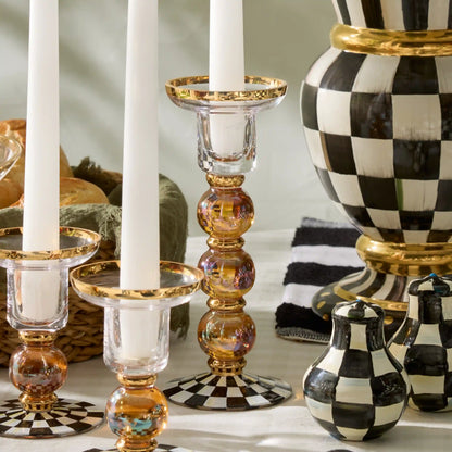 Rosy Check Large Glass Candlestick