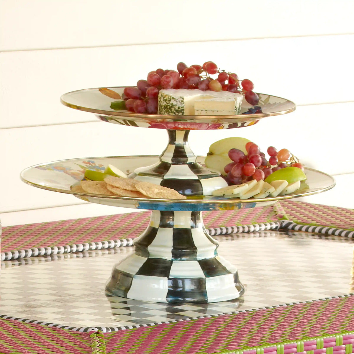 Wild Rose Slate Large Pedestal Platter
