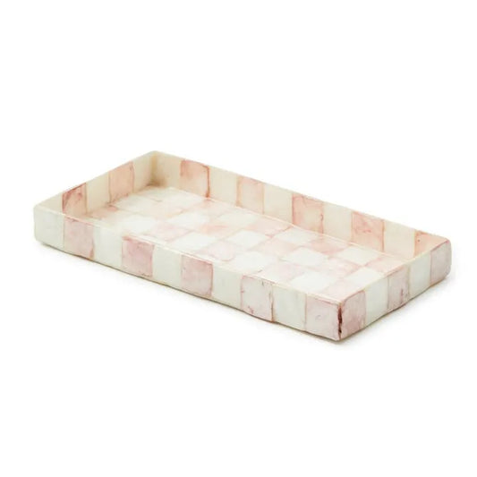 Rosy Check Capiz Vanity Tray
