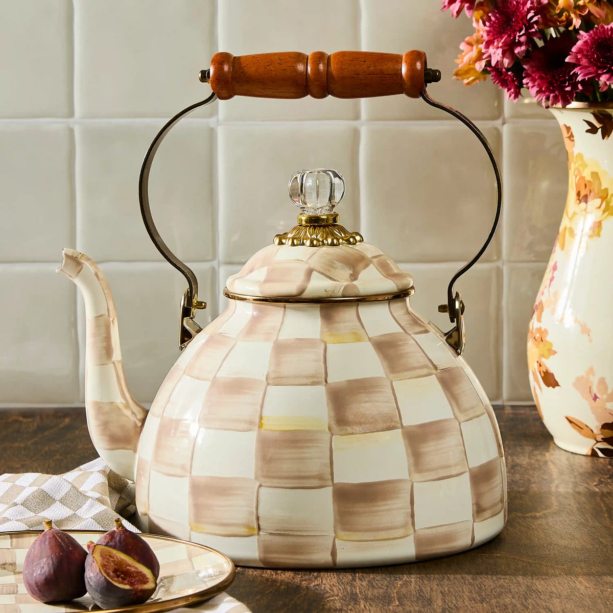 Emerald Check 2 Quart Tea Kettle