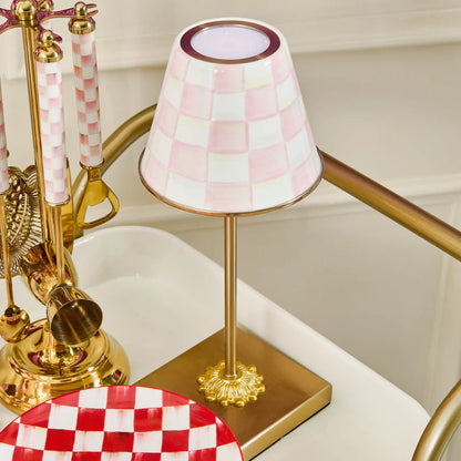 Mocha Check LED Rechargeable Cafe Table Lamp
