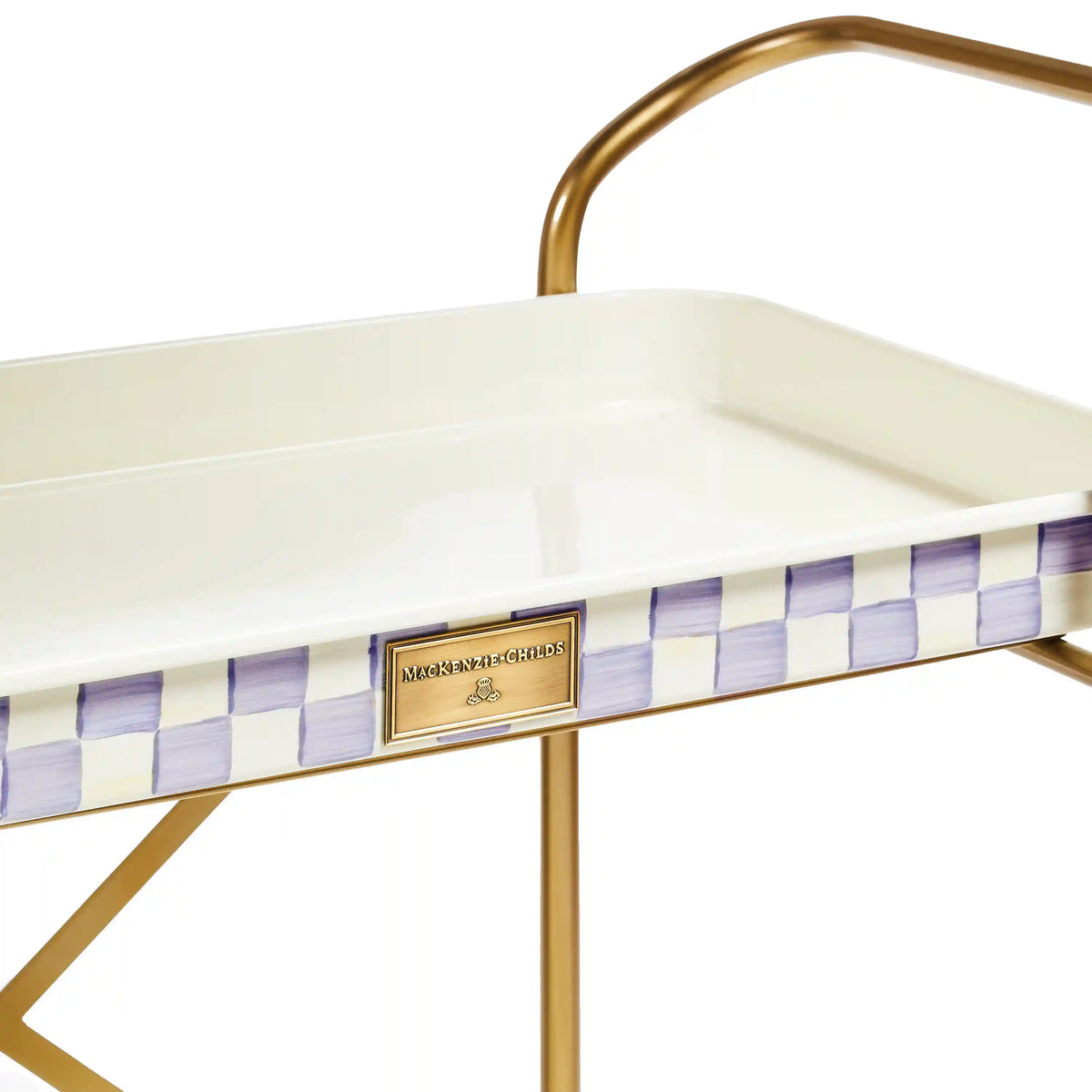Mocha Check 2-Tier Kitchen Cart