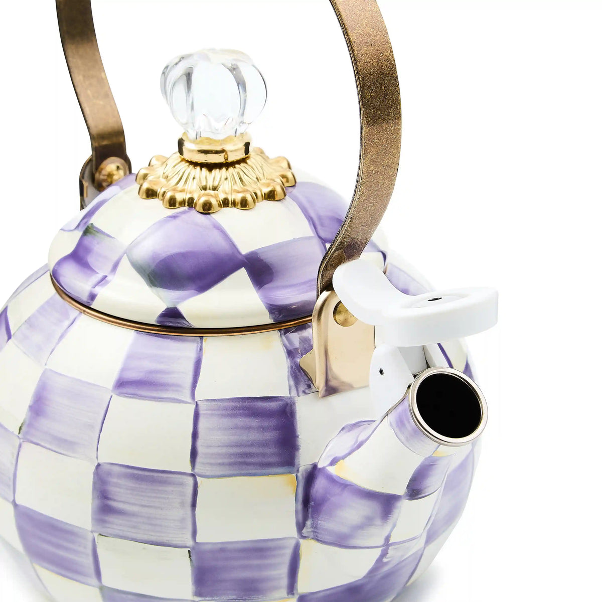 Mocha Check Whistling Tea Kettle